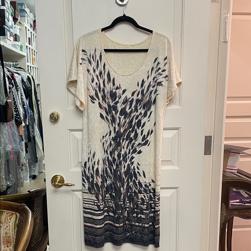 St. John Cream and Black Patterned Dress
